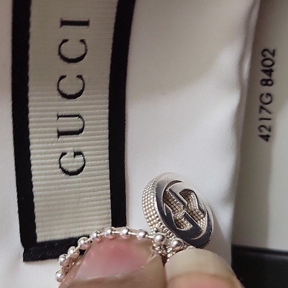 GUCCI STERLING SILVER  INTERLOCKING G CLUSTER CHAIN NECKLACE - Picture 3 of 7